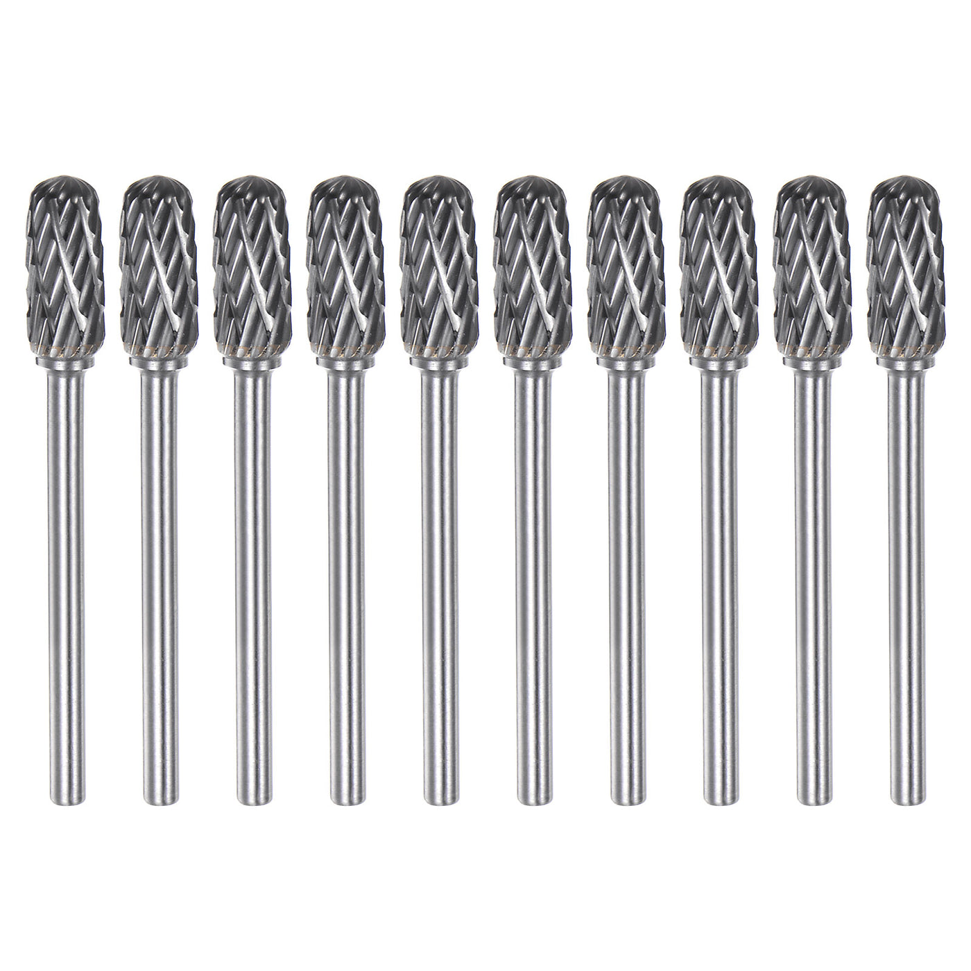 Harfington 10pcs 1/4" (6mm) Head 1/8" (3mm) Shank C-Shape Double Cut Carbide Rotary Burrs