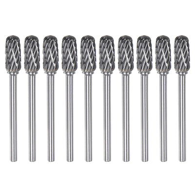 Harfington 10pcs 1/4" (6mm) Head 1/8" (3mm) Shank C-Shape Double Cut Carbide Rotary Burrs