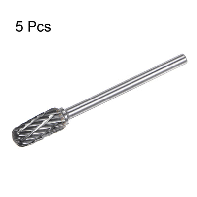 Harfington 5pcs 1/4" (6mm) Head 1/8" (3mm) Shank C-Shape Double Cut Carbide Rotary Burrs