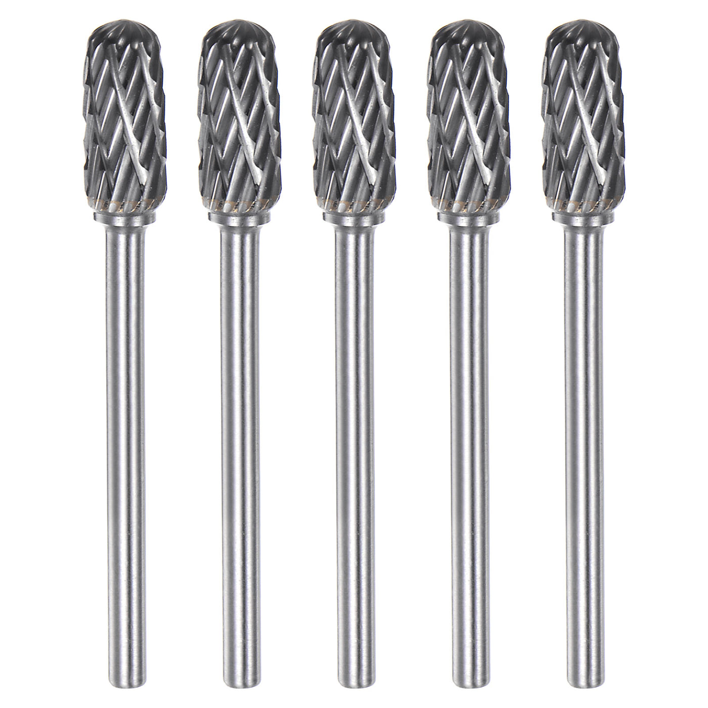 Harfington 5pcs 1/4" (6mm) Head 1/8" (3mm) Shank C-Shape Double Cut Carbide Rotary Burrs