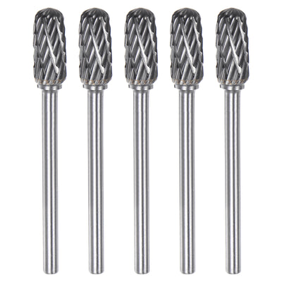 Harfington 5pcs 1/4" (6mm) Head 1/8" (3mm) Shank C-Shape Double Cut Carbide Rotary Burrs