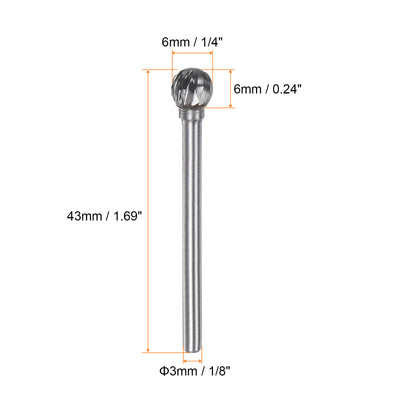 Harfington 5pcs 1/4" (6mm) Head 1/8" (3mm) Shank D-Shape Double Cut Carbide Rotary Burrs