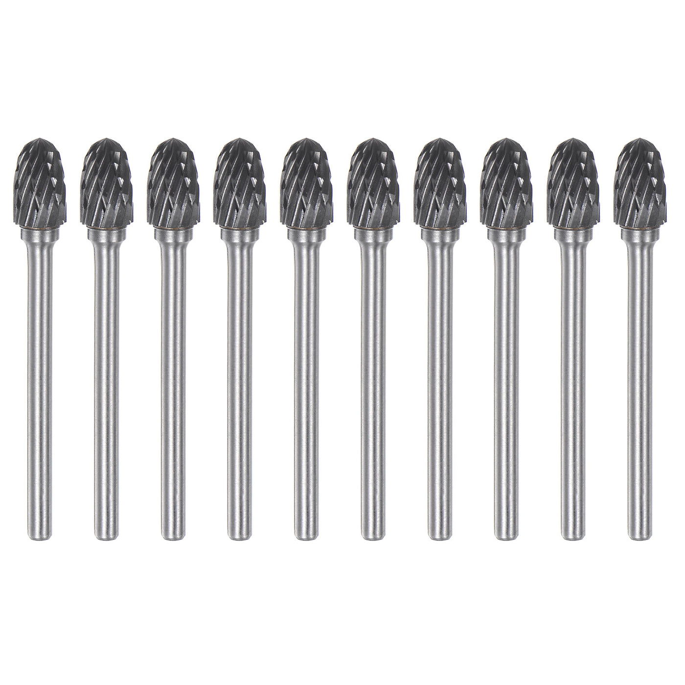 Harfington 10pcs 1/4" (6mm) Head 1/8" (3mm) Shank E-Shape Double Cut Carbide Rotary Burrs