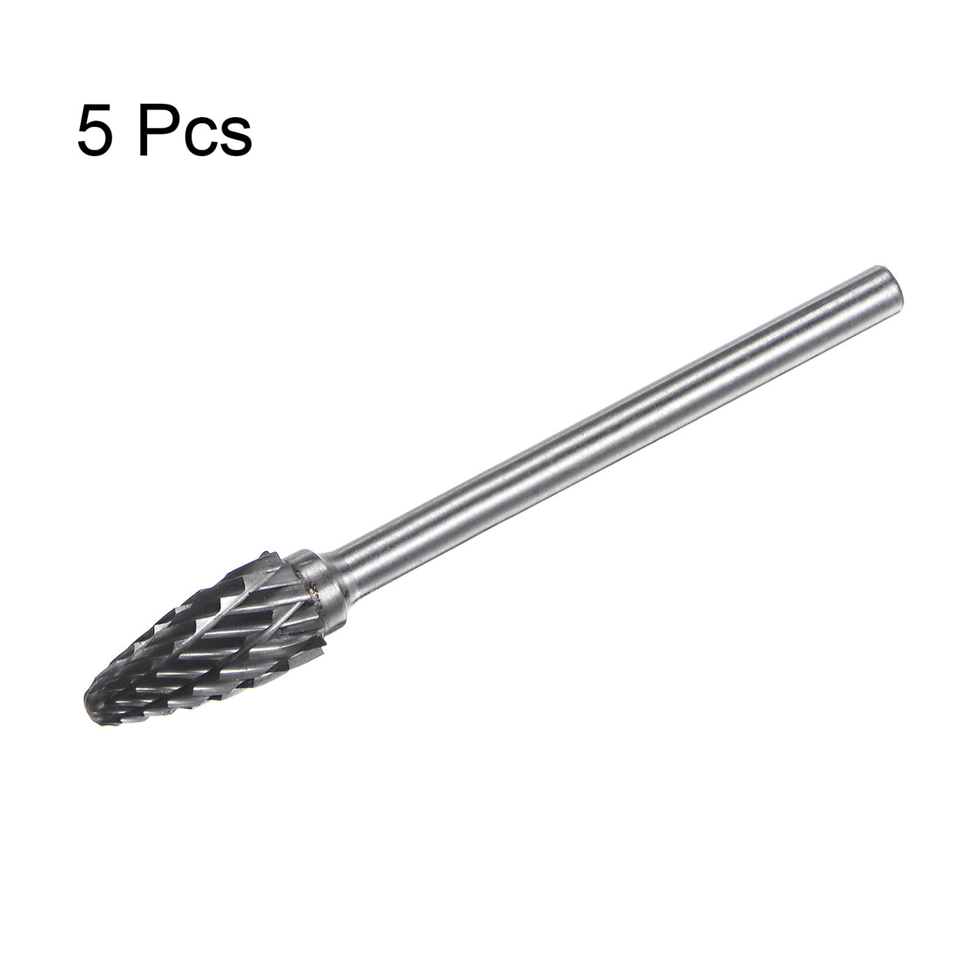 Harfington 5pcs 1/4" (6mm) Head 1/8" (3mm) Shank F-Shape Double Cut Carbide Rotary Burrs