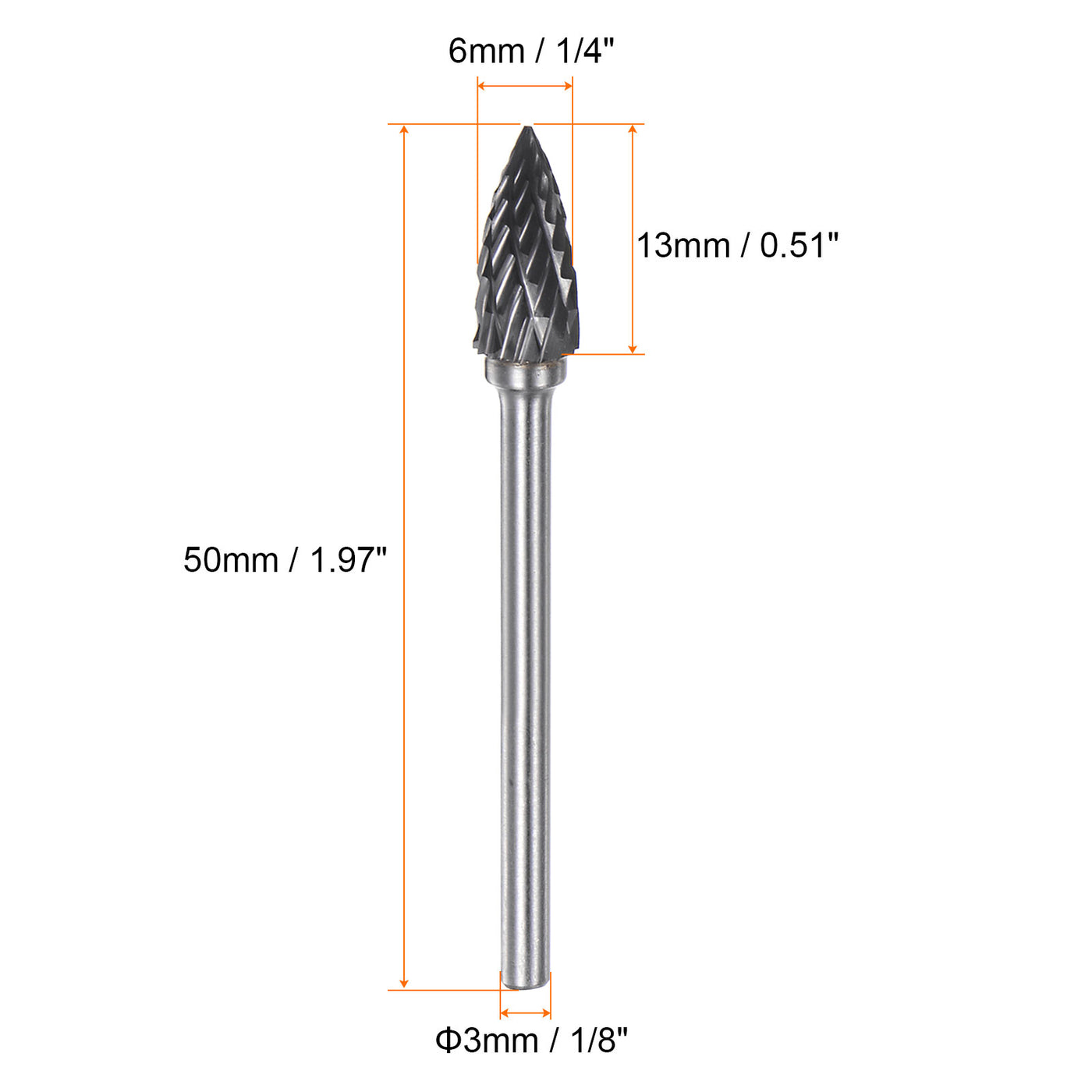 Harfington 10pcs 1/4" (6mm) Head 1/8" (3mm) Shank G-Shape Double Cut Carbide Rotary Burrs