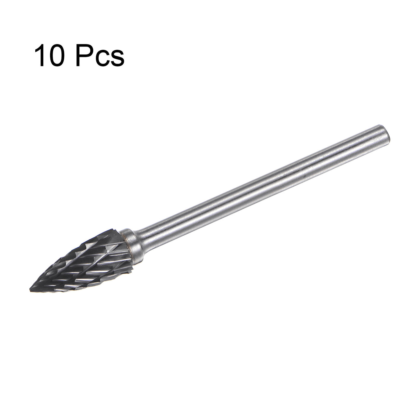 Harfington 10pcs 1/4" (6mm) Head 1/8" (3mm) Shank G-Shape Double Cut Carbide Rotary Burrs