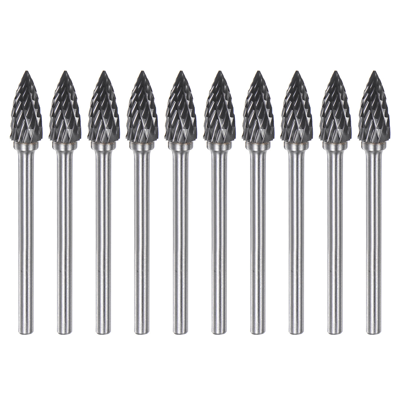 Harfington 10pcs 1/4" (6mm) Head 1/8" (3mm) Shank G-Shape Double Cut Carbide Rotary Burrs