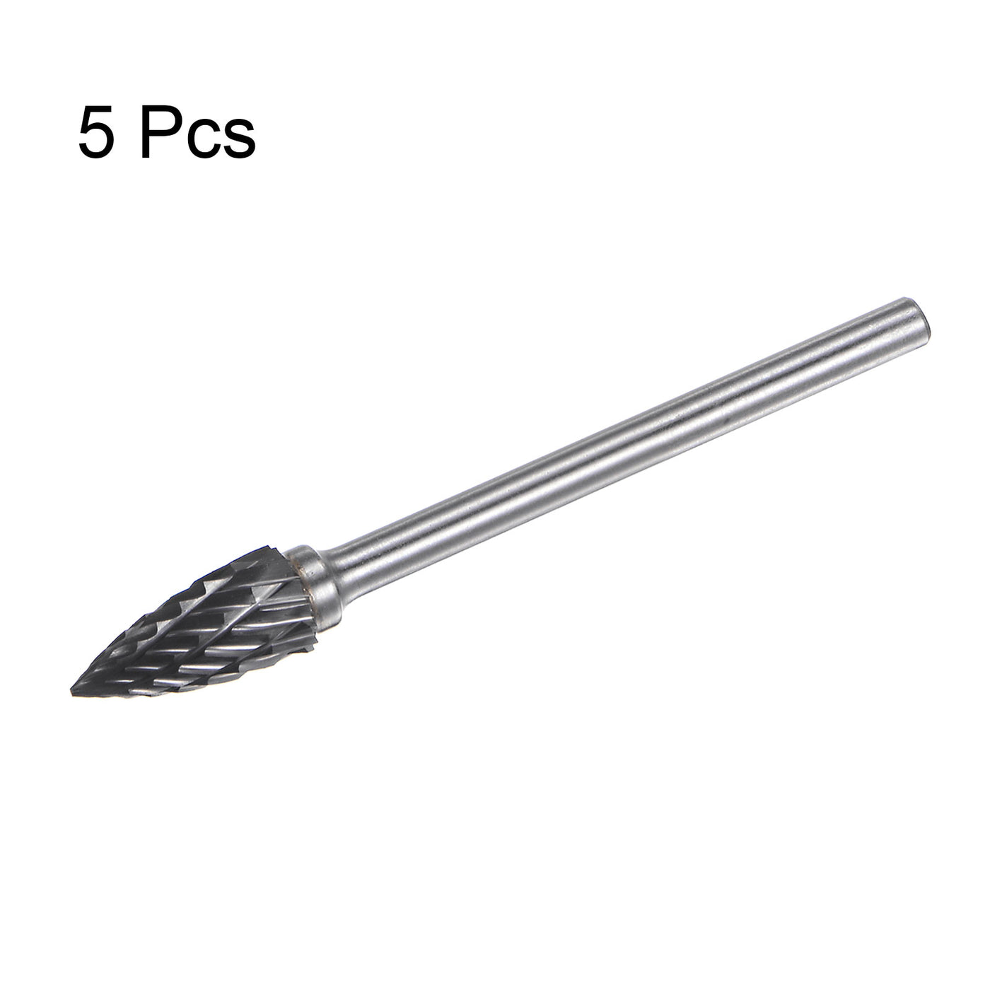 Harfington 5pcs 1/4" (6mm) Head 1/8" (3mm) Shank G-Shape Double Cut Carbide Rotary Burrs