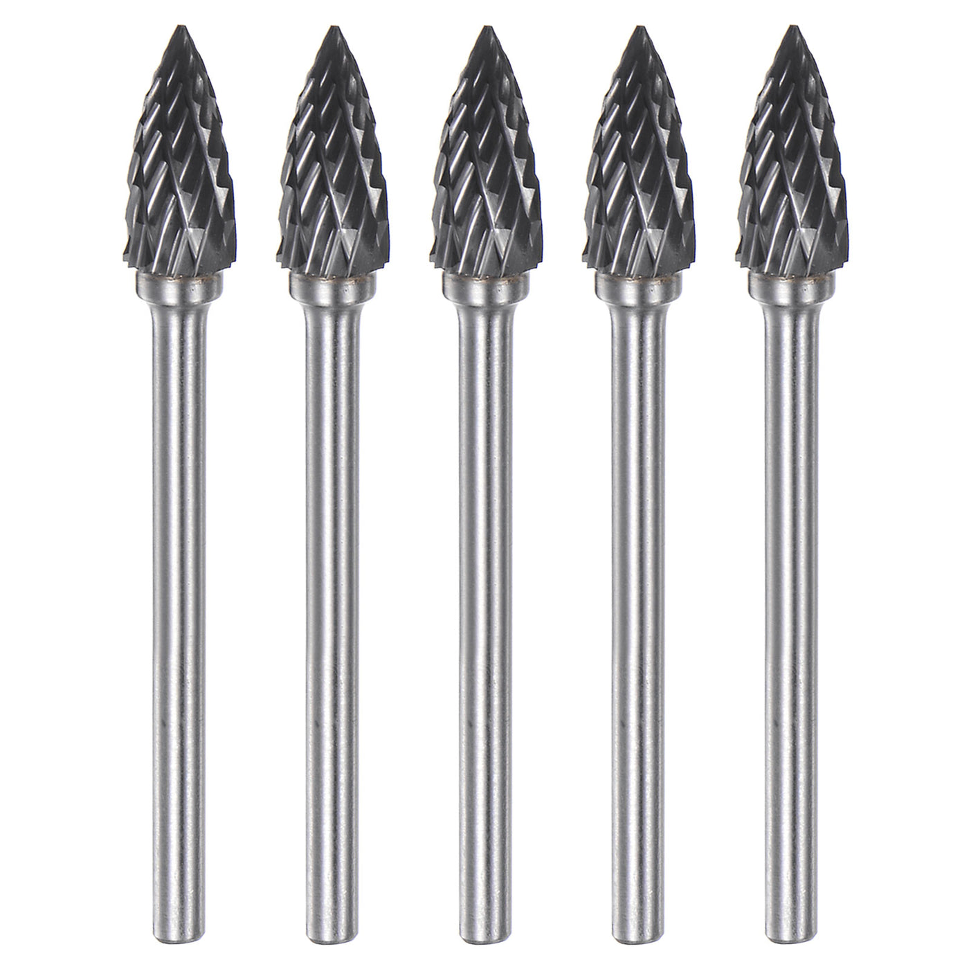 Harfington 5pcs 1/4" (6mm) Head 1/8" (3mm) Shank G-Shape Double Cut Carbide Rotary Burrs