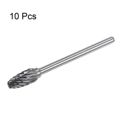 Harfington 10pcs 1/4" (6mm) Head 1/8" (3mm) Shank H-Shape Double Cut Carbide Rotary Burrs