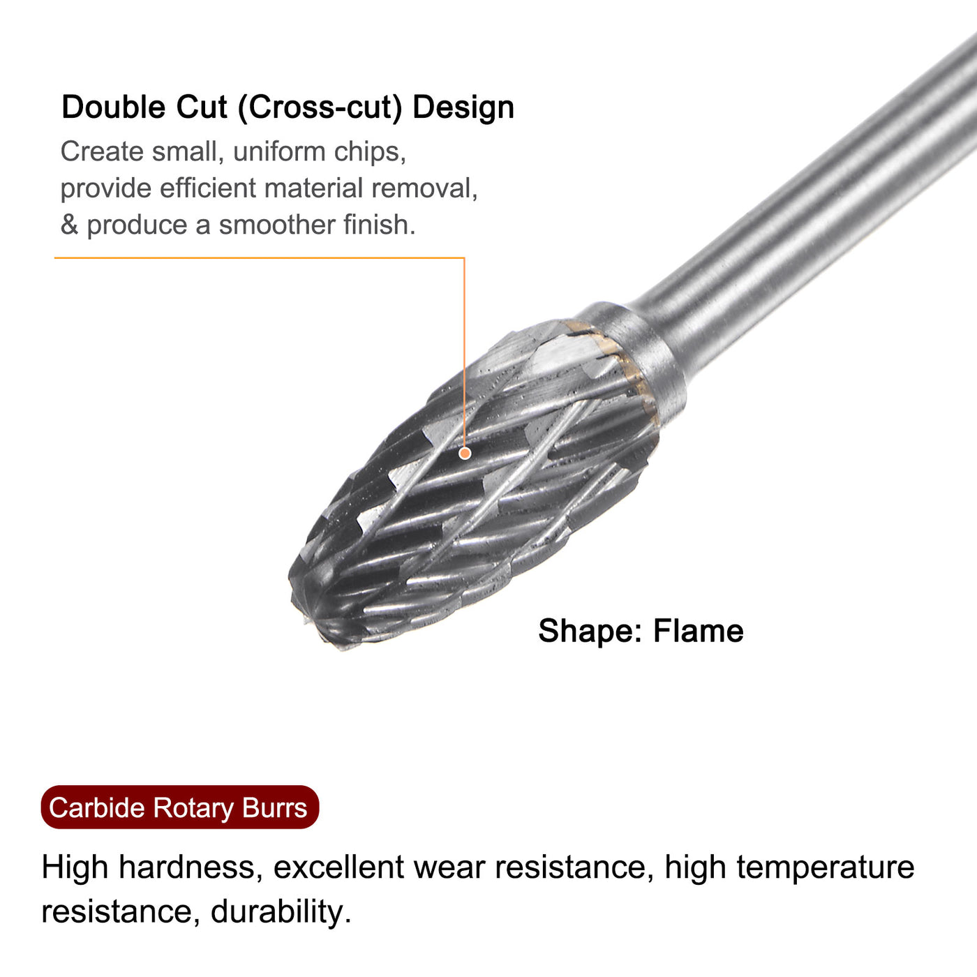 Harfington 10pcs 1/4" (6mm) Head 1/8" (3mm) Shank H-Shape Double Cut Carbide Rotary Burrs