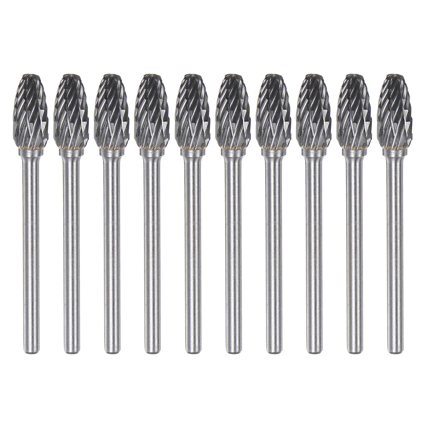 Harfington 10pcs 1/4" (6mm) Head 1/8" (3mm) Shank H-Shape Double Cut Carbide Rotary Burrs