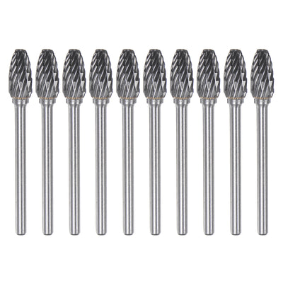 Harfington 10pcs 1/4" (6mm) Head 1/8" (3mm) Shank H-Shape Double Cut Carbide Rotary Burrs