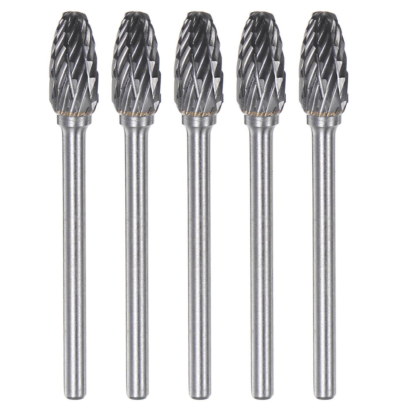 Harfington 5pcs 1/4" (6mm) Head 1/8" (3mm) Shank H-Shape Double Cut Carbide Rotary Burrs