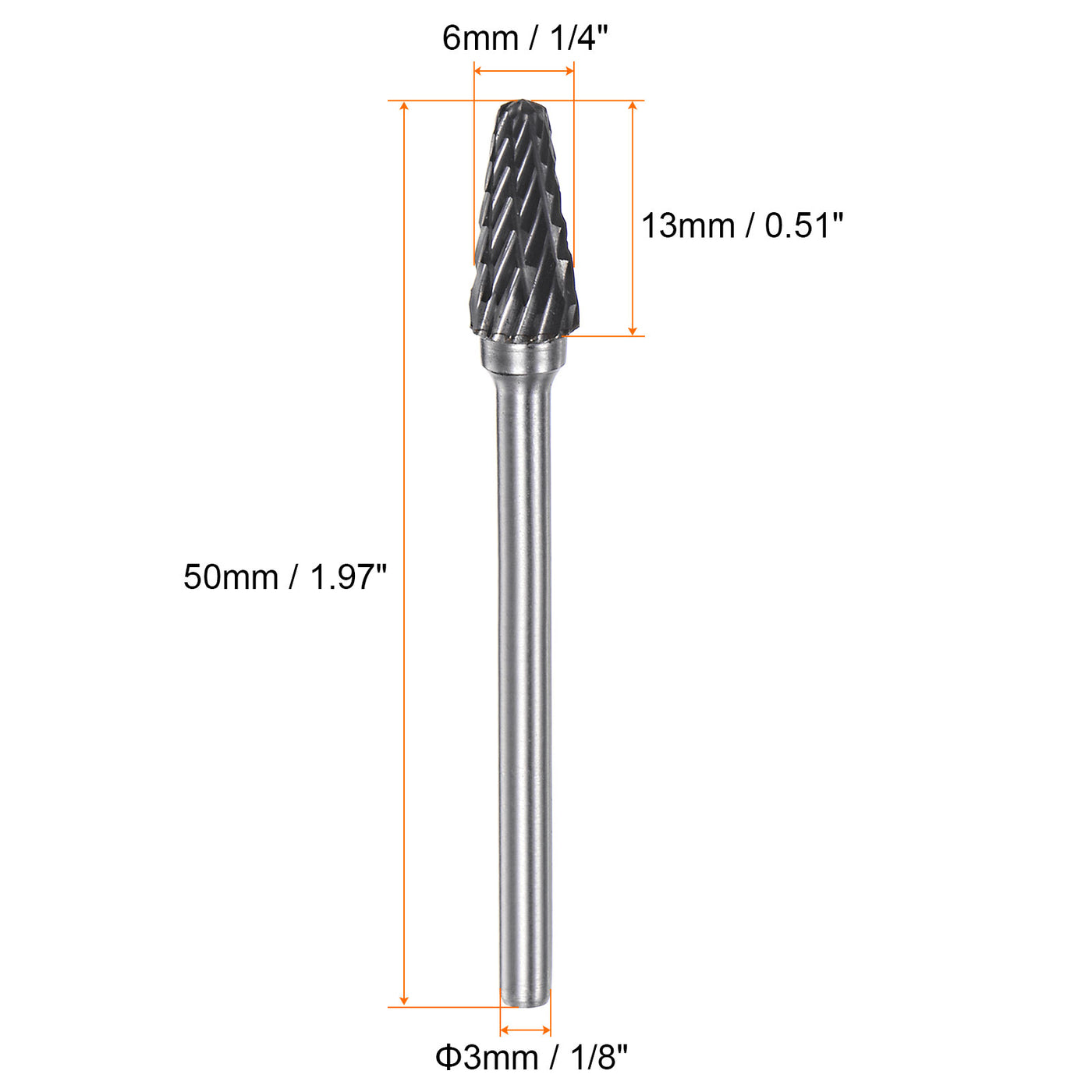 Harfington 5pcs 1/4" (6mm) Head 1/8" (3mm) Shank L-Shape Double Cut Carbide Rotary Burrs