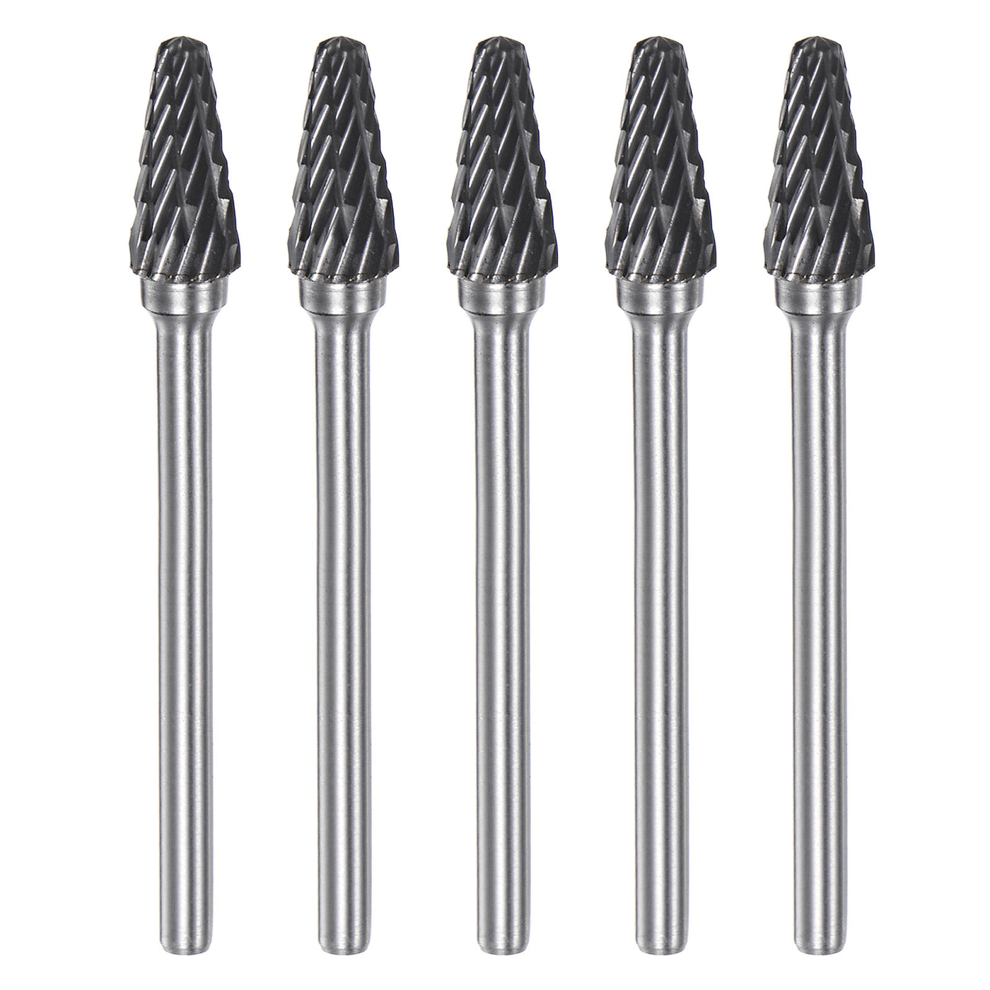 Harfington 5pcs 1/4" (6mm) Head 1/8" (3mm) Shank L-Shape Double Cut Carbide Rotary Burrs