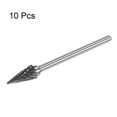 Harfington 10pcs 1/4" (6mm) Head 1/8" (3mm) Shank M-Shape Double Cut Carbide Rotary Burrs