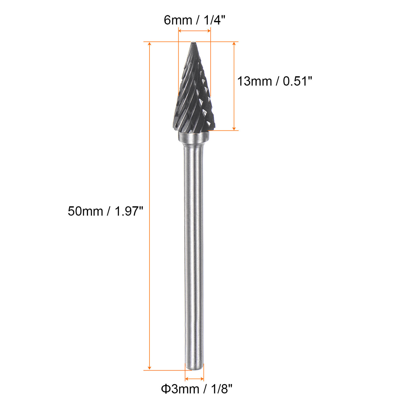 Harfington 5pcs 1/4" (6mm) Head 1/8" (3mm) Shank M-Shape Double Cut Carbide Rotary Burrs