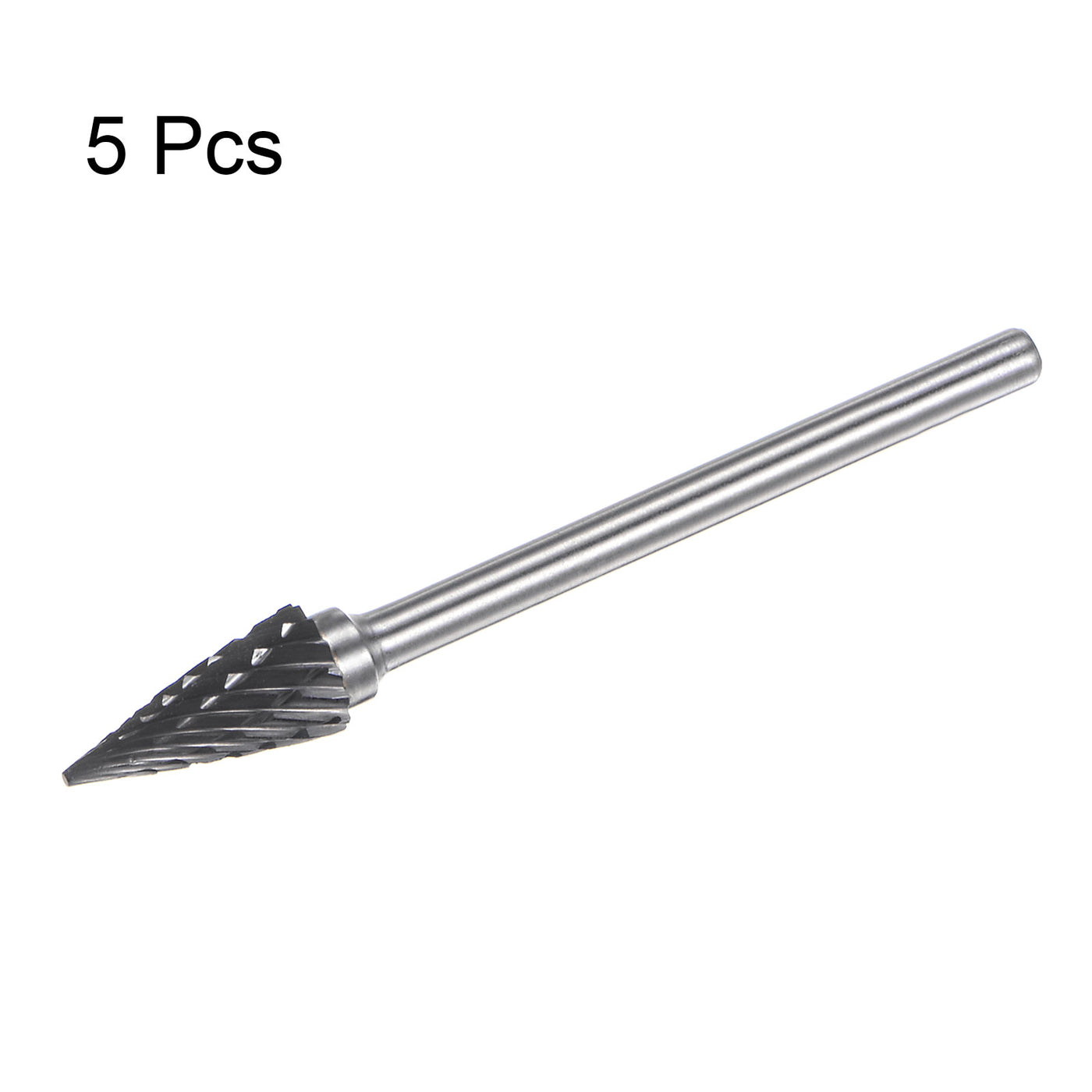 Harfington 5pcs 1/4" (6mm) Head 1/8" (3mm) Shank M-Shape Double Cut Carbide Rotary Burrs