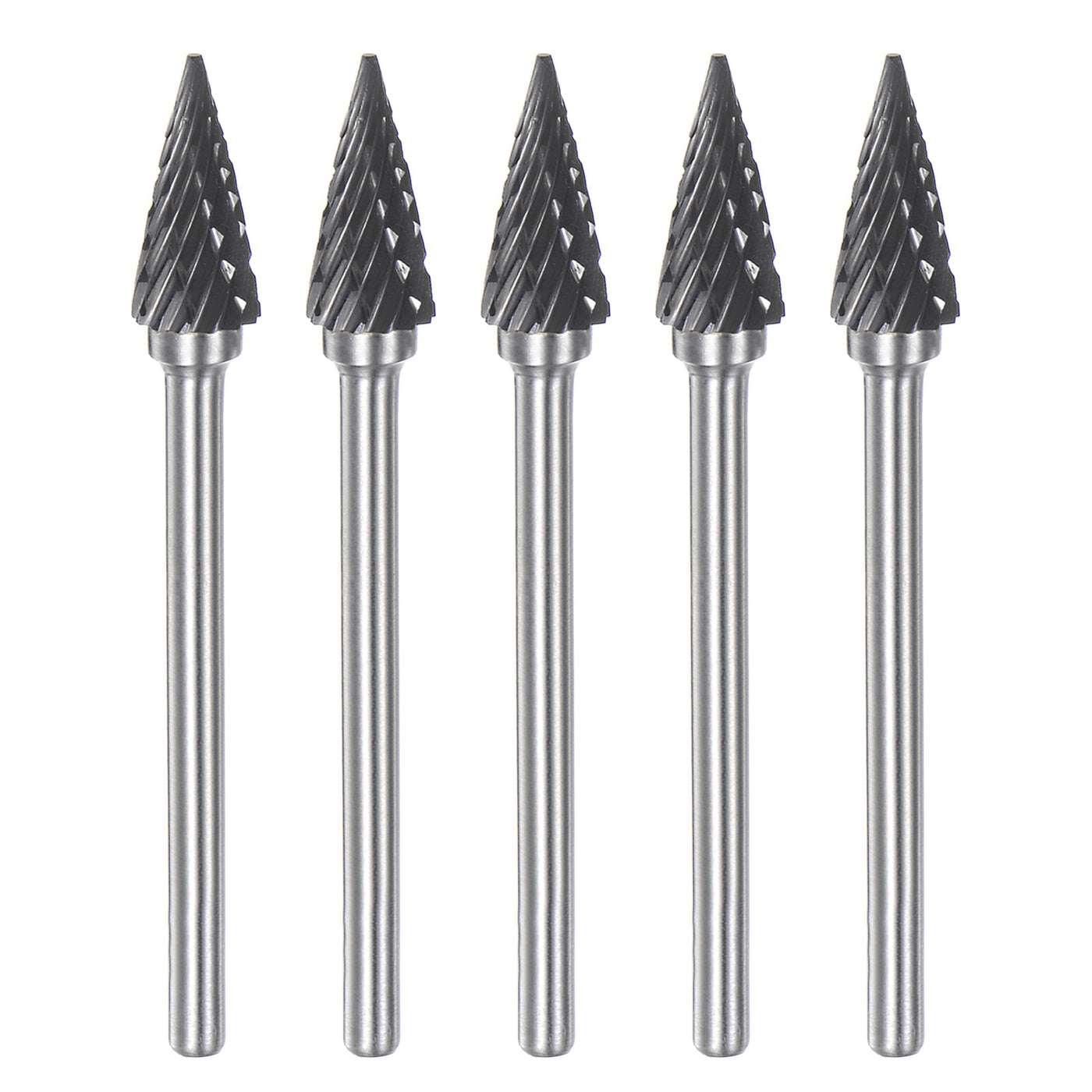 Harfington 5pcs 1/4" (6mm) Head 1/8" (3mm) Shank M-Shape Double Cut Carbide Rotary Burrs