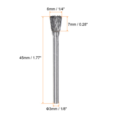 Harfington 10pcs 1/4" (6mm) Head 1/8" (3mm) Shank N-Shape Double Cut Carbide Rotary Burrs