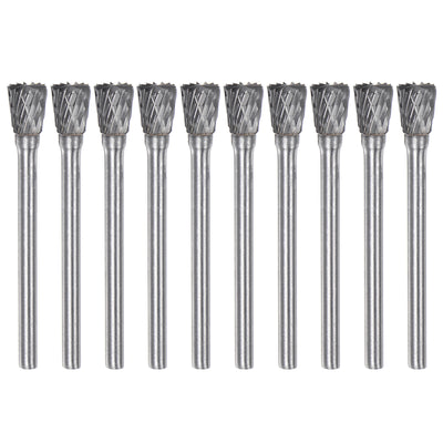 Harfington 10pcs 1/4" (6mm) Head 1/8" (3mm) Shank N-Shape Double Cut Carbide Rotary Burrs