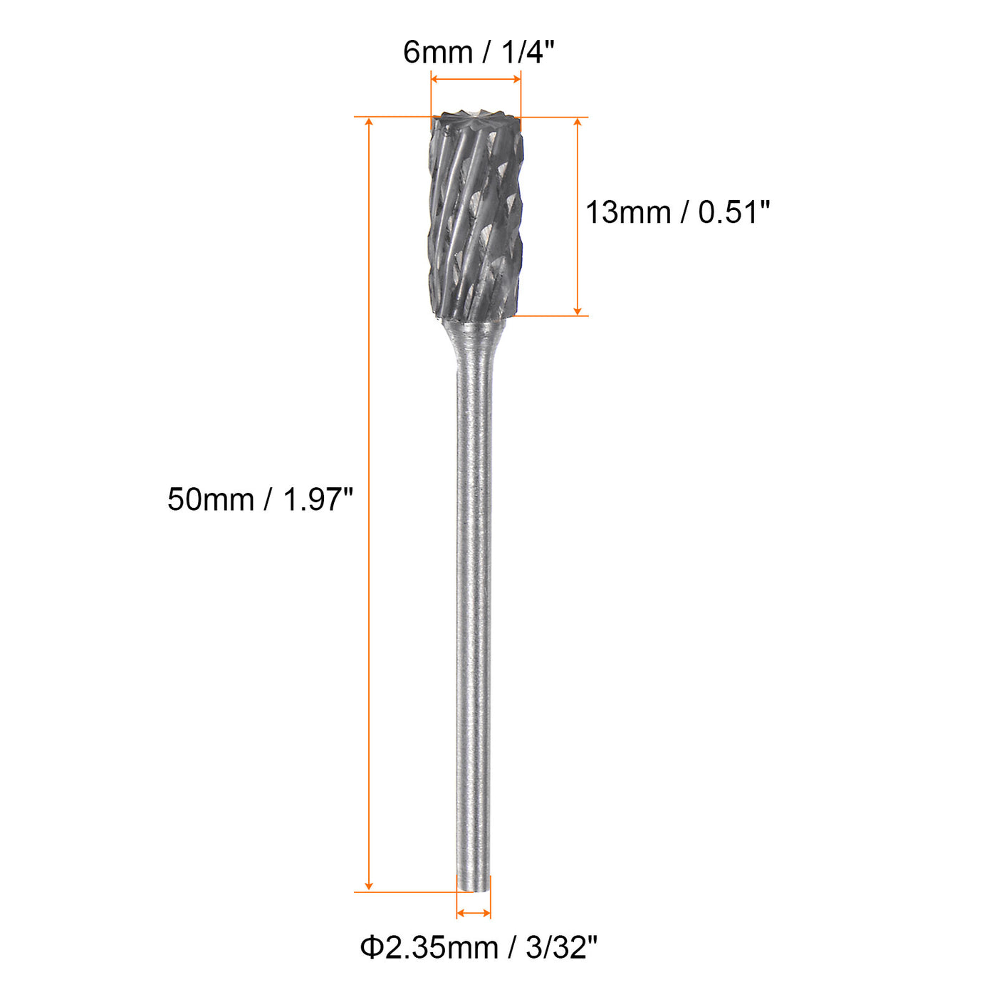 Harfington 10pcs 1/4" Head 3/32" (2.35mm) Shank A-Shape Double Cut Carbide Rotary Burrs