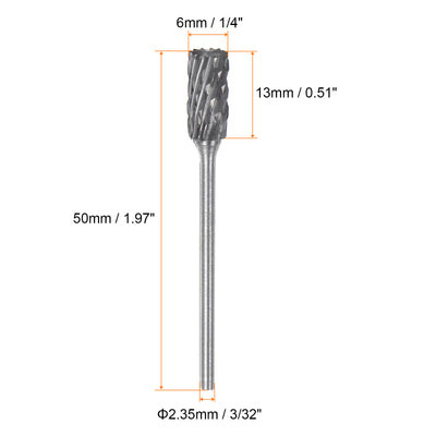 Harfington 10pcs 1/4" Head 3/32" (2.35mm) Shank A-Shape Double Cut Carbide Rotary Burrs