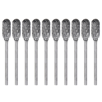 Harfington 10pcs 1/4" Head 3/32" (2.35mm) Shank C-Shape Double Cut Carbide Rotary Burrs