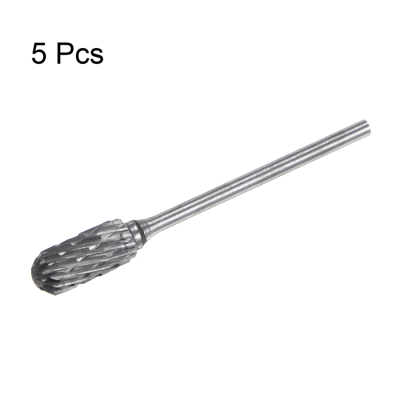 Harfington 5pcs 1/4" (6mm) Head 3/32" (2.35mm) Shank C-Shape Double Cut Carbide Rotary Burr