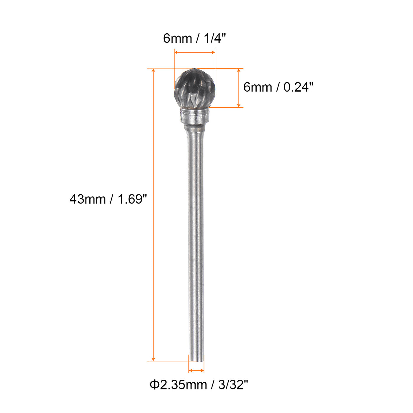 Harfington 10pcs 1/4" Head 3/32" (2.35mm) Shank D-Shape Double Cut Carbide Rotary Burrs