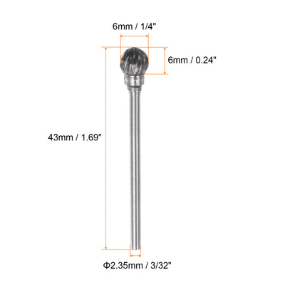 Harfington 10pcs 1/4" Head 3/32" (2.35mm) Shank D-Shape Double Cut Carbide Rotary Burrs