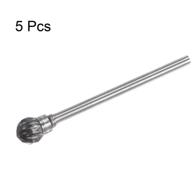 Harfington 5pcs 1/4" (6mm) Head 3/32" (2.35mm) Shank D-Shape Double Cut Carbide Rotary Burr