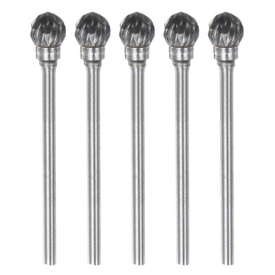 Harfington 5pcs 1/4" (6mm) Head 3/32" (2.35mm) Shank D-Shape Double Cut Carbide Rotary Burr