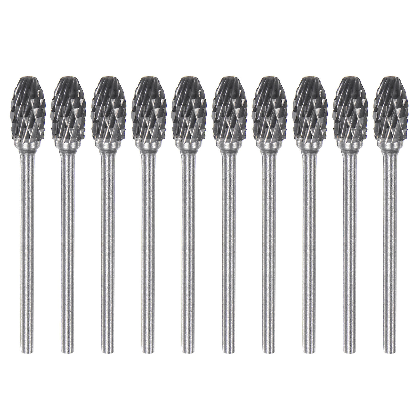 Harfington 10pcs 1/4" Head 3/32" (2.35mm) Shank E-Shape Double Cut Carbide Rotary Burrs