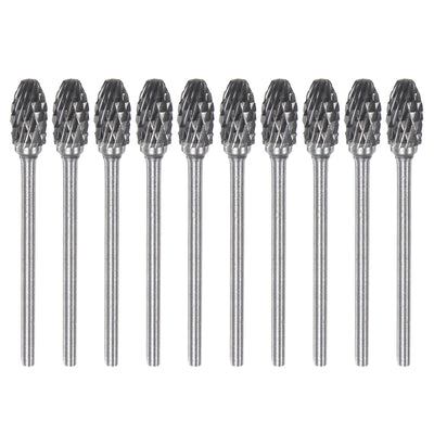 Harfington 10pcs 1/4" Head 3/32" (2.35mm) Shank E-Shape Double Cut Carbide Rotary Burrs