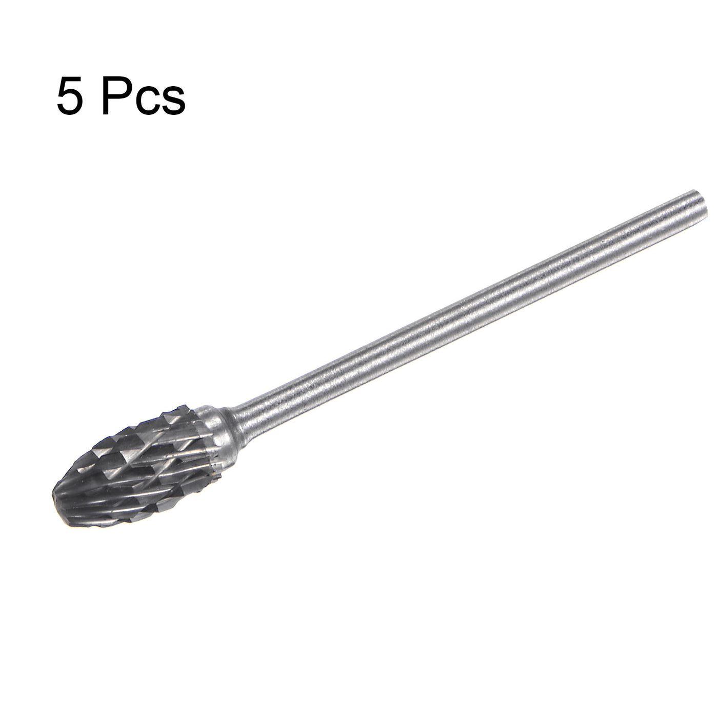 Harfington 5pcs 1/4" (6mm) Head 3/32" (2.35mm) Shank E-Shape Double Cut Carbide Rotary Burr