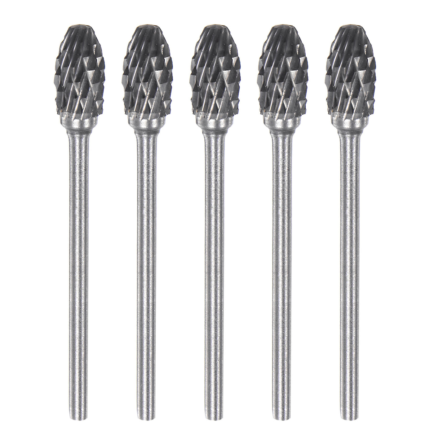 Harfington 5pcs 1/4" (6mm) Head 3/32" (2.35mm) Shank E-Shape Double Cut Carbide Rotary Burr