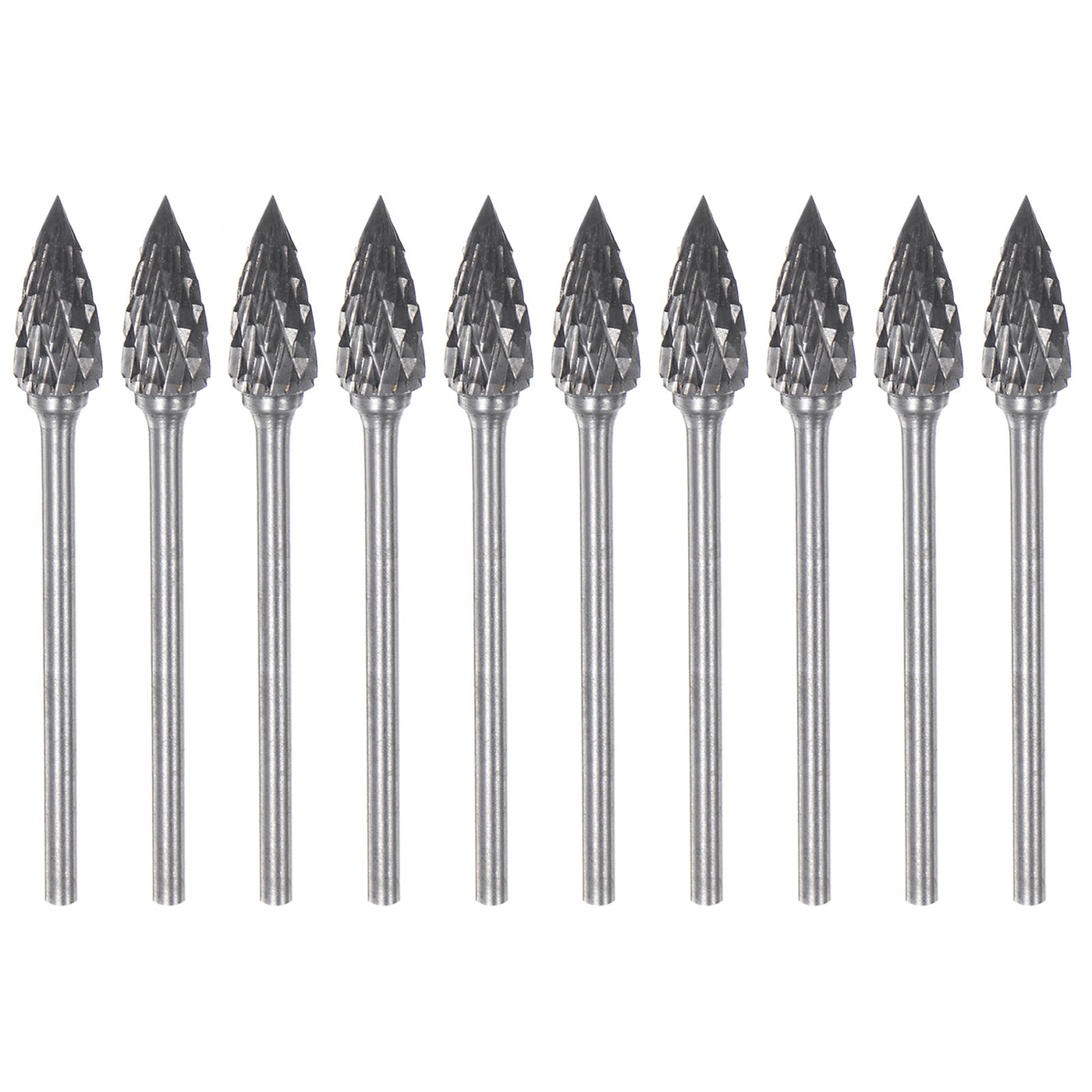 Harfington 10pcs 1/4" Head 3/32" (2.35mm) Shank G-Shape Double Cut Carbide Rotary Burrs