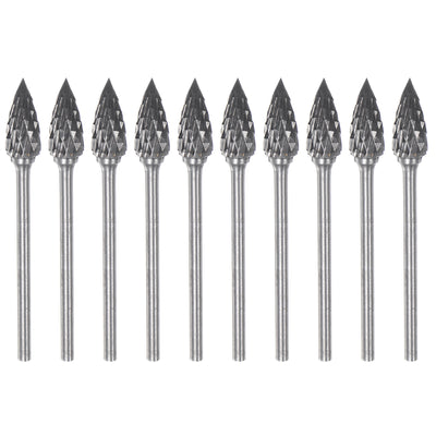 Harfington 10pcs 1/4" Head 3/32" (2.35mm) Shank G-Shape Double Cut Carbide Rotary Burrs