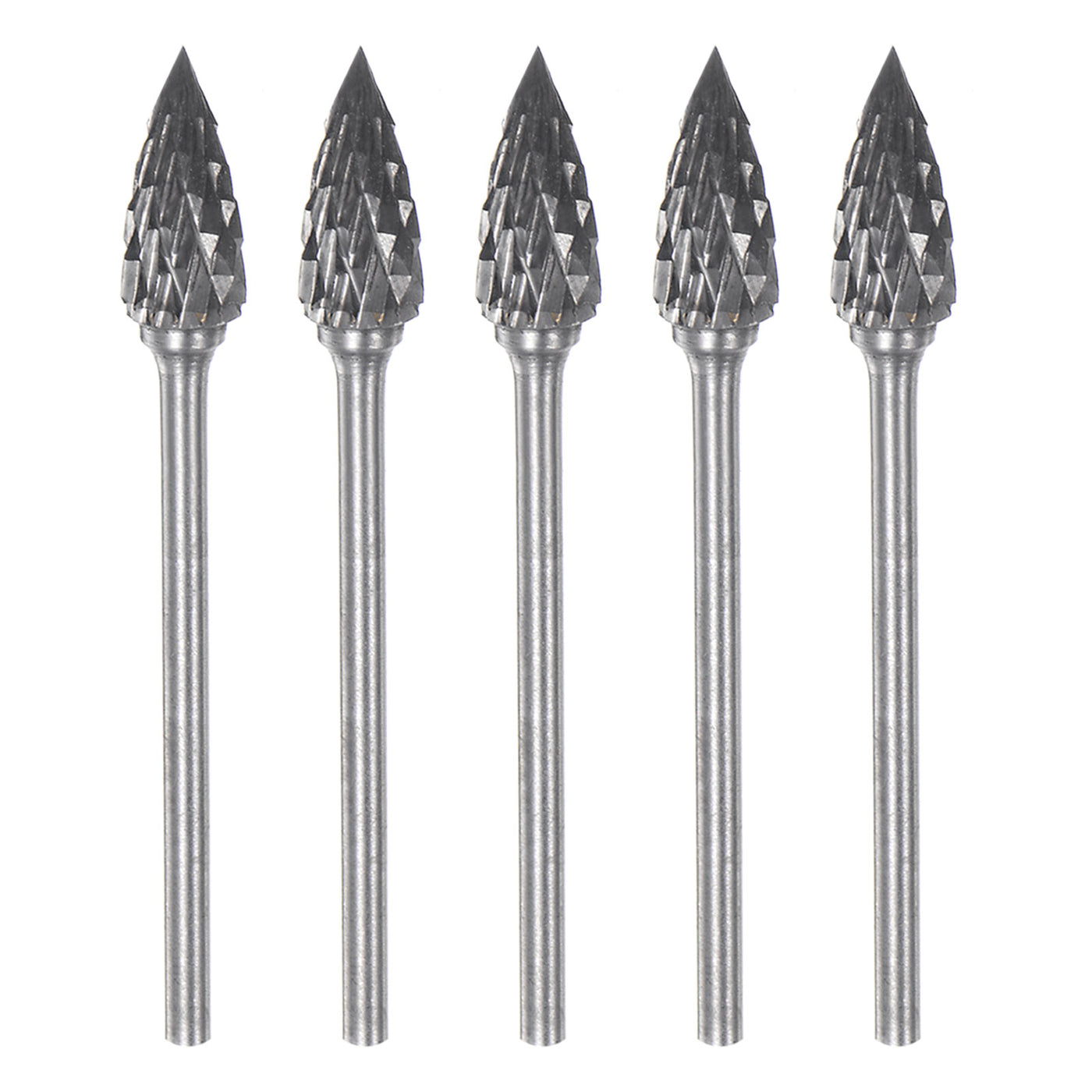 Harfington 5pcs 1/4" (6mm) Head 3/32" (2.35mm) Shank G-Shape Double Cut Carbide Rotary Burr