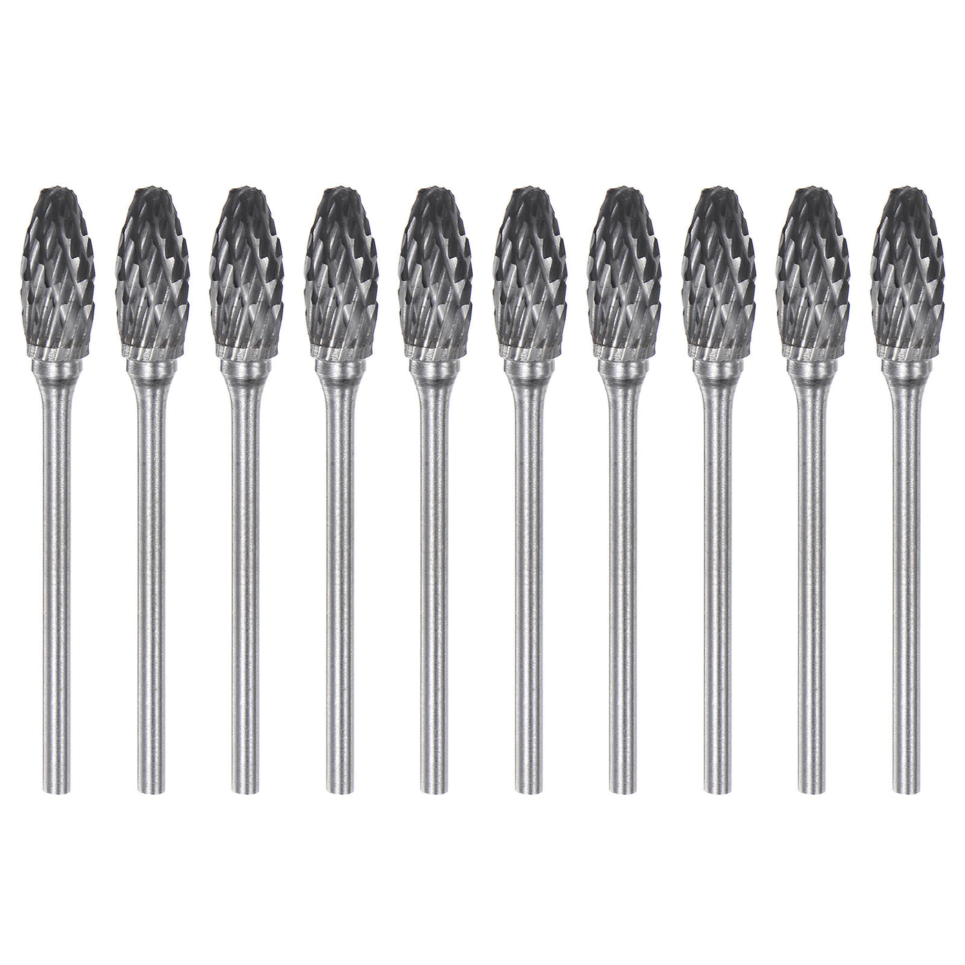 Harfington 10pcs 1/4" Head 3/32" (2.35mm) Shank H-Shape Double Cut Carbide Rotary Burrs