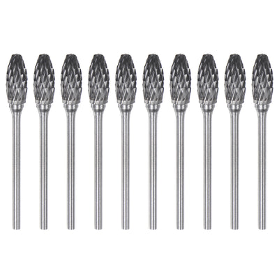 Harfington 10pcs 1/4" Head 3/32" (2.35mm) Shank H-Shape Double Cut Carbide Rotary Burrs