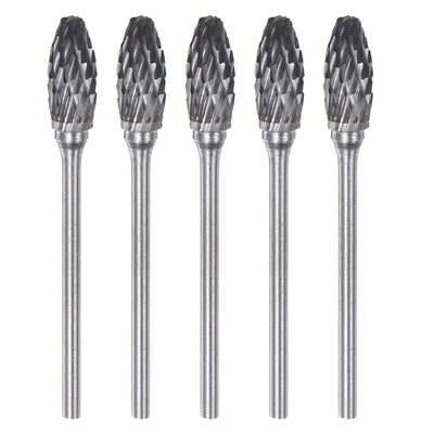 Harfington 5pcs 1/4" (6mm) Head 3/32" (2.35mm) Shank H-Shape Double Cut Carbide Rotary Burr