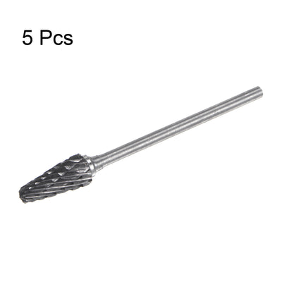 Harfington 5pcs 1/4" (6mm) Head 3/32" (2.35mm) Shank L-Shape Double Cut Carbide Rotary Burr