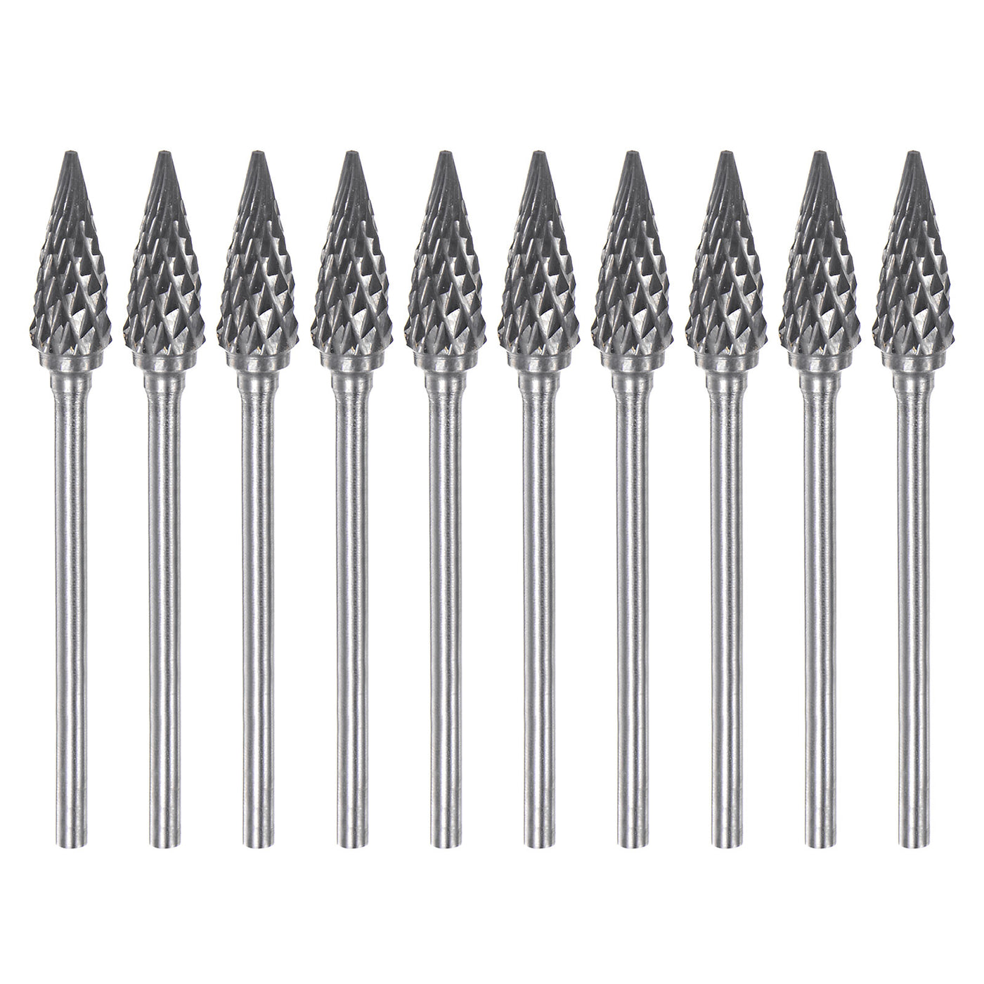 Harfington 10pcs 1/4" Head 3/32" (2.35mm) Shank M-Shape Double Cut Carbide Rotary Burrs