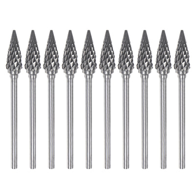 Harfington 10pcs 1/4" Head 3/32" (2.35mm) Shank M-Shape Double Cut Carbide Rotary Burrs