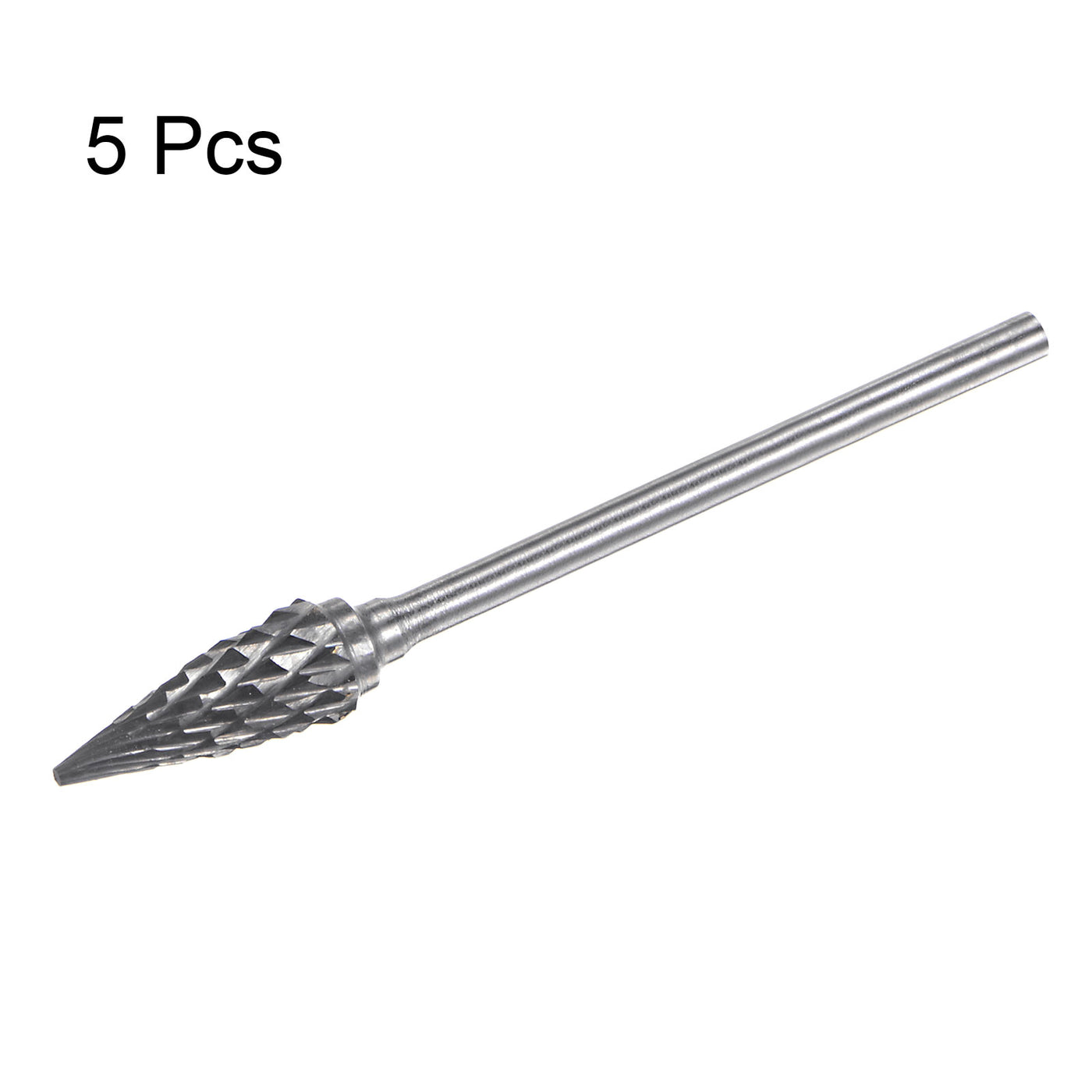 Harfington 5pcs 1/4" (6mm) Head 3/32" (2.35mm) Shank M-Shape Double Cut Carbide Rotary Burr