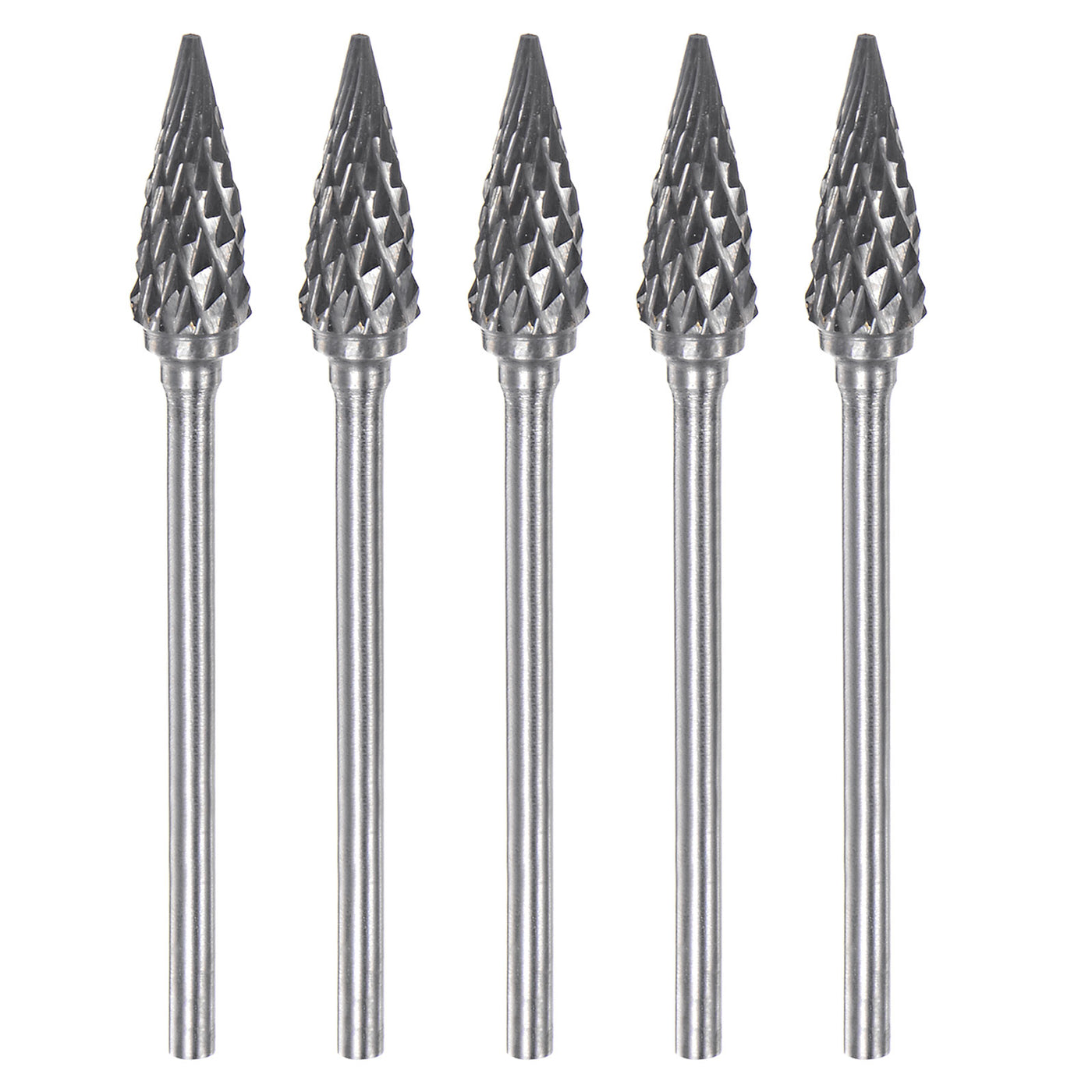 Harfington 5pcs 1/4" (6mm) Head 3/32" (2.35mm) Shank M-Shape Double Cut Carbide Rotary Burr