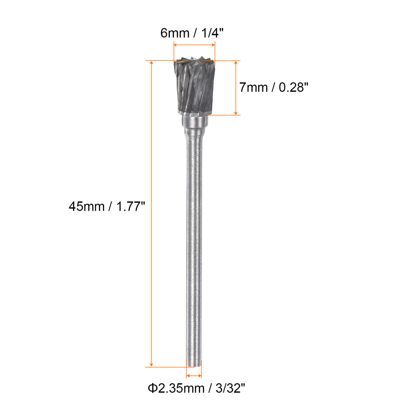 Harfington 10pcs 1/4" Head 3/32" (2.35mm) Shank N-Shape Double Cut Carbide Rotary Burrs